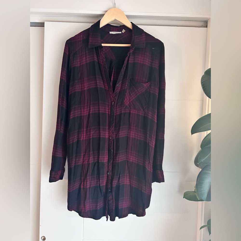 Dex Burgundy and Black Checkered Tunic
